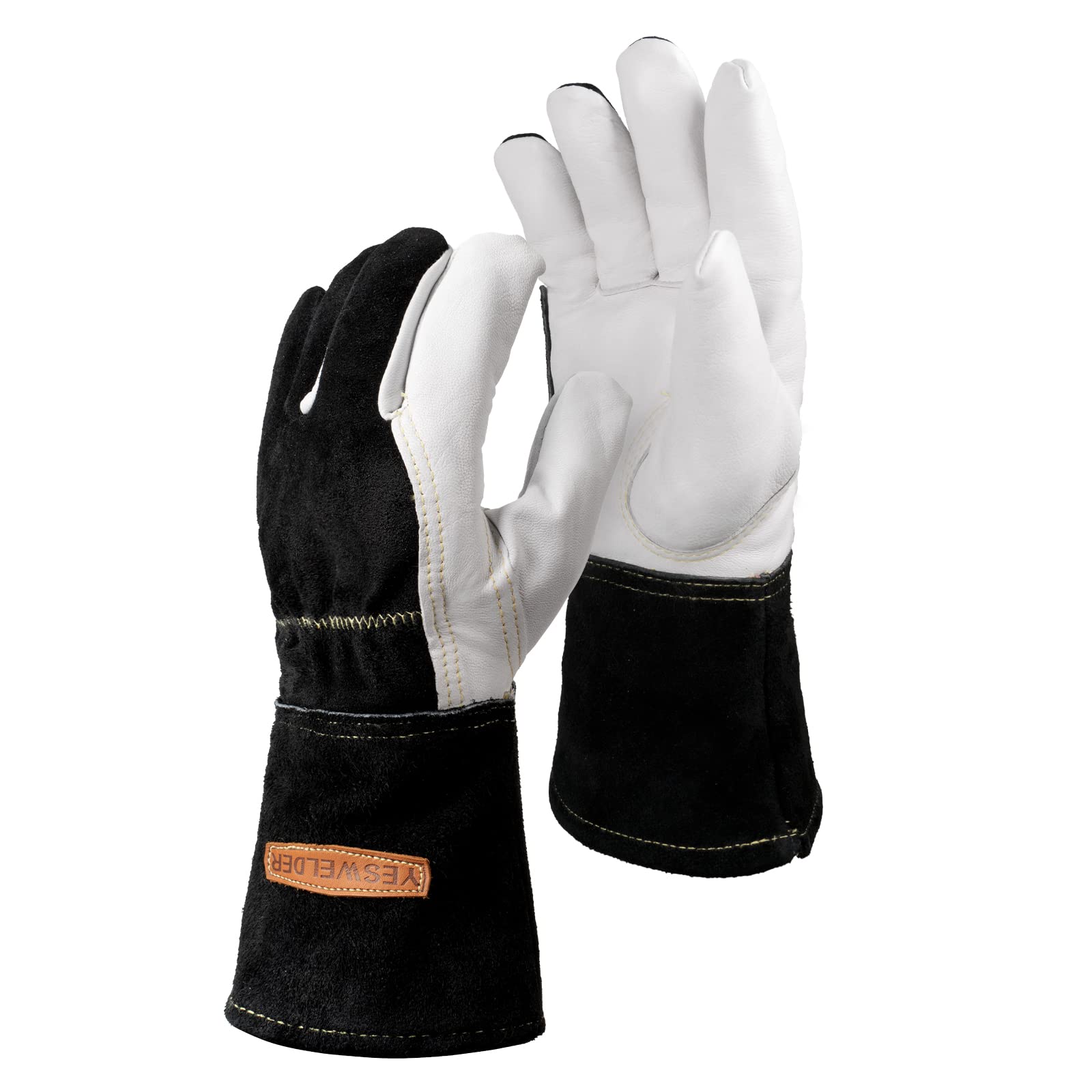 YESWELDER Premium Goatskin TIG Welding Gloves | Top Grain Leather | High Dexterity | True - Fit-Large