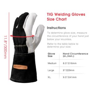 YESWELDER Premium Goatskin TIG Welding Gloves | Top Grain Leather | High Dexterity | True - Fit-Large