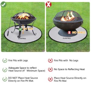 Fire Pit Mat 24 Inch,Deck Protector, Bonfires, Lawn, Patio, Chiminea, Deck Defender, Under Grill Mat, BBQ Mat, Heat Shield, Fire Resistant Pad for Outdoors（24‘’）