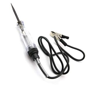 tunan 6v-12v-24v dc car circuit tester light, professional auto voltage continuity test, automotive electrical volt test light/long probe for wire/fuse/socket and more - black