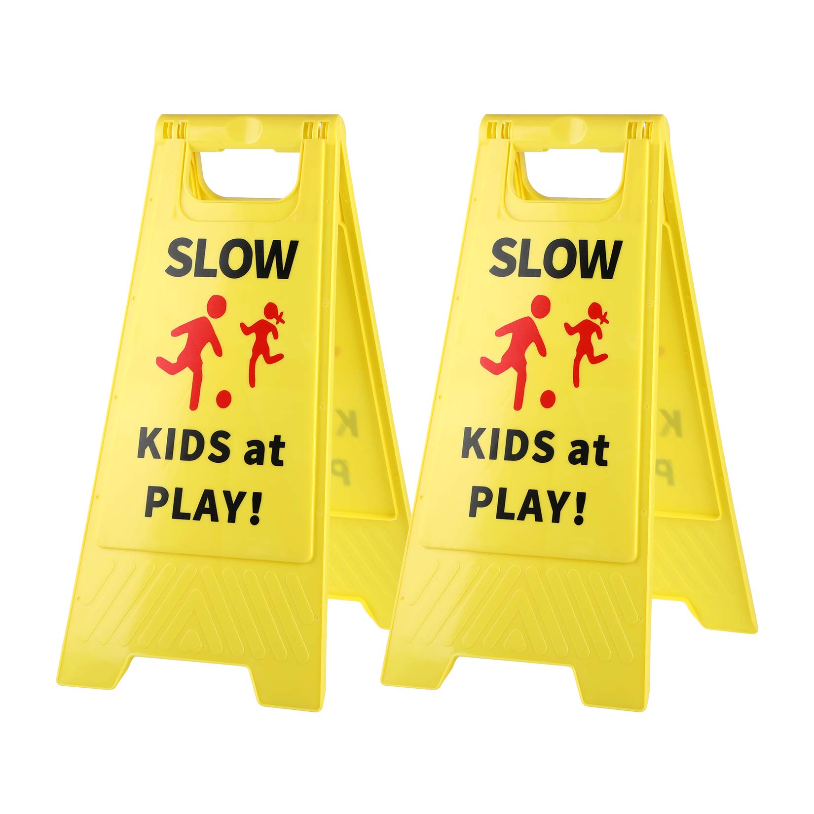 Slow Kids at Play Sign, Children at Play Safety Signs with Double-Sided Text and Graphics for Street Neighborhoods Schools Park Sidewalk Driveway (2-Pack Green)