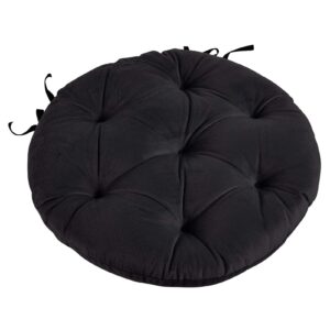 big hippo chair pads with ties, soft 17-inch round thicken chair pads seat cushion pillow for garden patio home kitchen office or car sitting(black)
