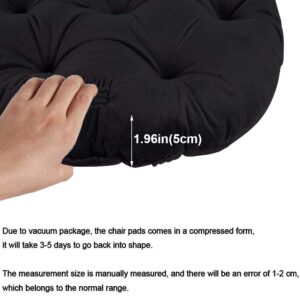 Big Hippo Chair Pads with Ties, Soft 17-Inch Round Thicken Chair Pads Seat Cushion Pillow for Garden Patio Home Kitchen Office or Car Sitting(Black)