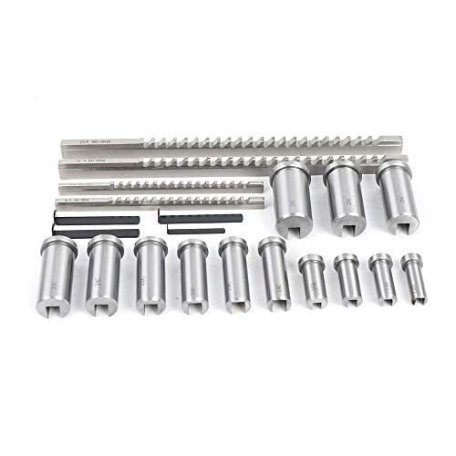 22Pcs Keyway Broach Sets, Industrial Tools for Lathe, Metric Size 4mm B1, 5mmB1, 6mm C, 8mmC Broaches, 13pcs Bushings and 5pcs Shims Metalworking Tool (22Pcs)