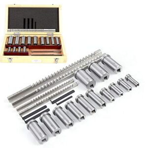 22Pcs Keyway Broach Sets, Industrial Tools for Lathe, Metric Size 4mm B1, 5mmB1, 6mm C, 8mmC Broaches, 13pcs Bushings and 5pcs Shims Metalworking Tool (22Pcs)