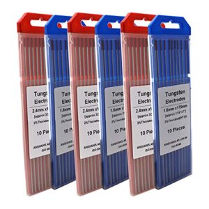 TIG Welding Tungsten Electrodes 2% Thoriated (Red, WT20) 10-Pack (1/16") Premium Tig Welding Electrodes for Tig Welding Accessories(10PCS)