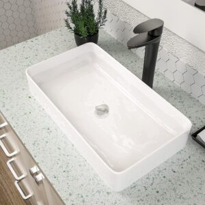 vessel sink rectangular, dcolora 24"x14" white vessel sink ceramic porcelain rectangle bathroom vessel sink above counter vanity sink basin