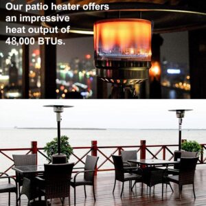 46000 BTU Portable Outdoor Patio Heater - Rapid Heating Space Propane Heater - Commercial & Residential Floor Standing With Wheels and Rain Cover For Christmas,Restaurant,Weeding and Party (Brown)