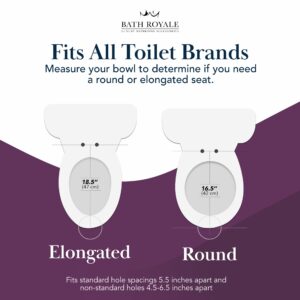 Soft Close Toilet Seat Round with Lid BR500-00 White, Comfortable, Durable, Sturdy, Stain-Resistant and Easy to Clean, Fits All Toilet Brands, Executive Series by Bath Royale