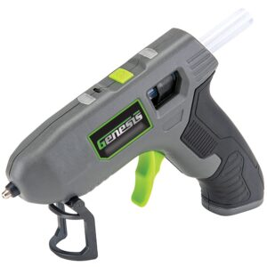 genesis glgg04v2 cordless rechargeable hot glue gun, fast preheating with usb charge cable, stand, and glue sticks