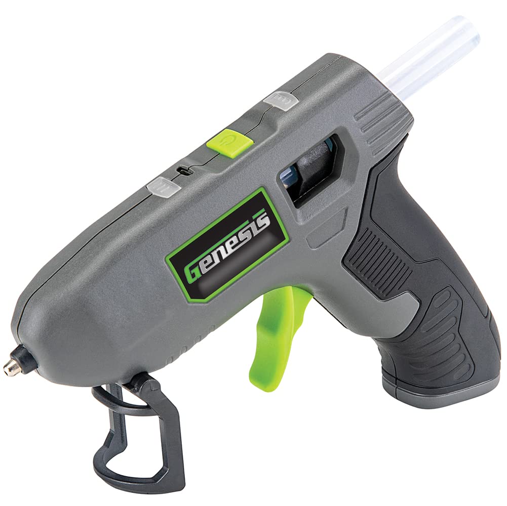 Genesis GLGG04V2 Cordless Rechargeable Hot Glue Gun, Fast Preheating with USB Charge Cable, Stand, and Glue Sticks