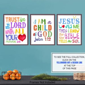 Jesus Loves Me - Trust in the Lord With All Your Heart - Child of God Wall Decor - Religious Scripture Wall Decor - Catholic Christian Gifts for Women, Kids, Pastor, Minister - Bible Verse Wall Art