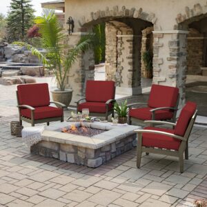 Arden Selections ProFoam Essentials Outdoor Deep Seating Cushion Set 24 x 24, Ruby Red Leala