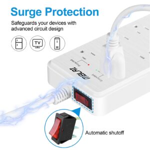 Power Strip Surge Protector with USB, Fast Charging Desktop USB C Power Strip Flat Plug with 10 AC Outlets 4 USB Ports, 1875W/15A, 8ft Extension Cords Outlet Strip for Home Office