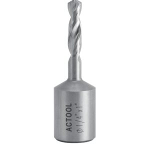 ACTOOL 1/4'' Diameter x 1'' Depth of Cut HSS Solid Drill with 3/4'' Weldon Shank,HSS Fully Ground Drill