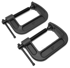 wen clc322 heavy-duty cast iron c-clamps with 3-inch jaw opening and 2-inch throat, 2 pack