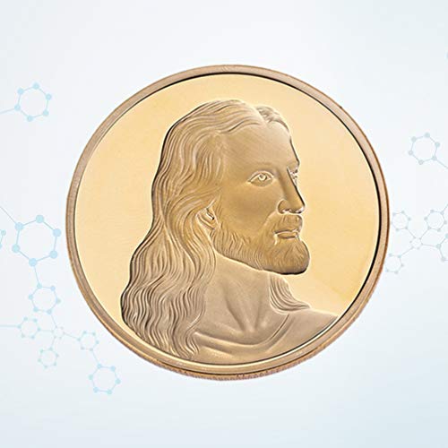 VORCOOL Jesus Commemorative Coin Collection Christ Religion Souvenir Challenge Coin Religious Badge for Easter Party Favor Home Decoration Golden