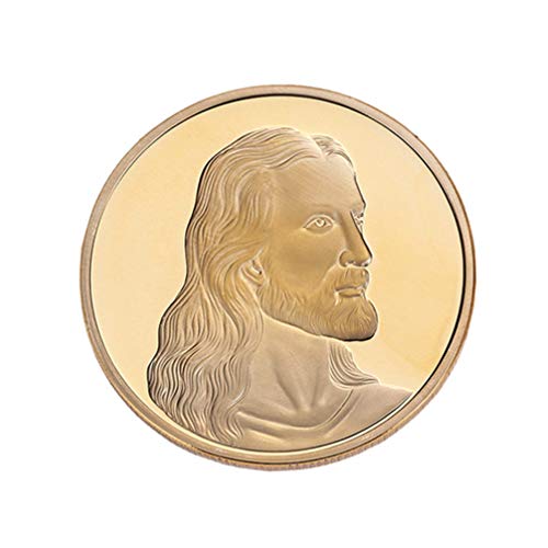 VORCOOL Jesus Commemorative Coin Collection Christ Religion Souvenir Challenge Coin Religious Badge for Easter Party Favor Home Decoration Golden