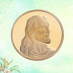 VORCOOL Jesus Commemorative Coin Collection Christ Religion Souvenir Challenge Coin Religious Badge for Easter Party Favor Home Decoration Golden