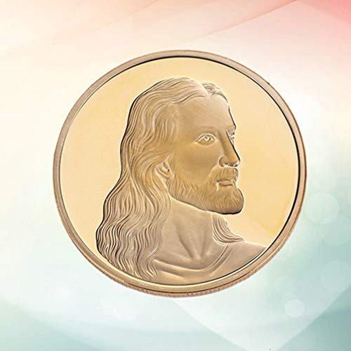 VORCOOL Jesus Commemorative Coin Collection Christ Religion Souvenir Challenge Coin Religious Badge for Easter Party Favor Home Decoration Golden