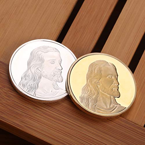 VORCOOL Jesus Commemorative Coin Collection Christ Religion Souvenir Challenge Coin Religious Badge for Easter Party Favor Home Decoration Golden