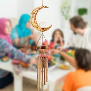 AceList Moon Solar Wind Chimes for Outside, Ramadan Decorations Mobile LED Solar Powered Outdoor Hanging Light Up Patio, Porch, Deck, Garden Decor Mother's Day, Valentine's Day, Thanksgiving Gift