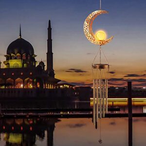 AceList Moon Solar Wind Chimes for Outside, Ramadan Decorations Mobile LED Solar Powered Outdoor Hanging Light Up Patio, Porch, Deck, Garden Decor Mother's Day, Valentine's Day, Thanksgiving Gift