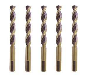 hss drill bit set 13/32 in. jobber twist parabolic flute golden/black 3-flat shank drill steel metal-5pcs