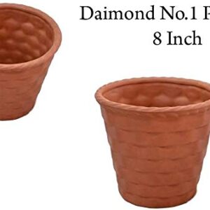 Artisansorissa 8 inch Diamond Shape Planter Terracotta Clay pots with Drain Hole Unglazed Bonsai Planter for Cacuts/Succulent Plants for Indoor/Outdoor