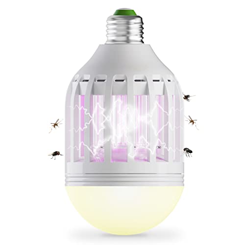 BugMD Zapville - Bug Zapper Indoor UV and LED Light Bulb, Portable Bug Zapper, Attracts Mosquitos Insects Bugs, Pest Control for Patios Porches Garage Shed for E27/E26 Base