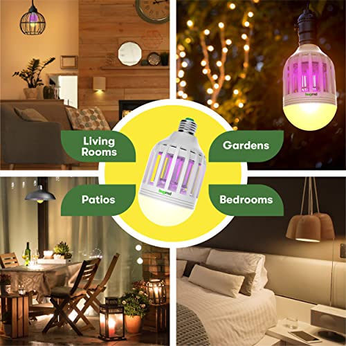 BugMD Zapville - Bug Zapper Indoor UV and LED Light Bulb, Portable Bug Zapper, Attracts Mosquitos Insects Bugs, Pest Control for Patios Porches Garage Shed for E27/E26 Base