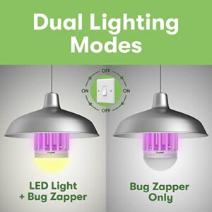 BugMD Zapville - Bug Zapper Indoor UV and LED Light Bulb, Portable Bug Zapper, Attracts Mosquitos Insects Bugs, Pest Control for Patios Porches Garage Shed for E27/E26 Base