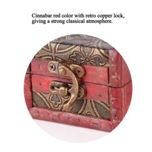 Wood Storage Box Mini Antique Jewelry Box Small Box Chinese Retro Nostalgic Wooden Multifunctional Desktop Storage Box Beautiful and Practical Convenient Storage of Jewelry and Makeup Tools(red)