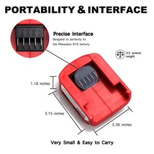 Lilocaja M18 Power Source Replacement for Milwaukee USB Charger Adapter 49-24-2371, with USB-C & USB Port & LED Work Light & DC Port, Compatible with Milwaukee M18 18V Li-ion Battery