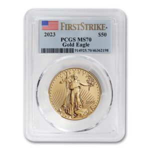 2023 1 oz American Gold Eagle Coin MS-70 (First Strike - Flag Label) 22K $50 PCGS MS70