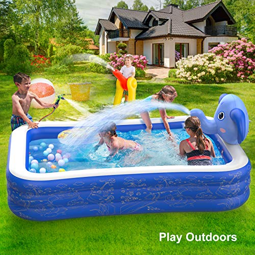 Hamdol Inflatable Swimming Pool, Kiddie Pool with Sprinkler, 99" X 72" X 22" Full-Sized Family Blow up Pool for Kids Toddlers Adults, Lounge Above Ground Pool for Backyard Indoor Outdoor for Age 3+