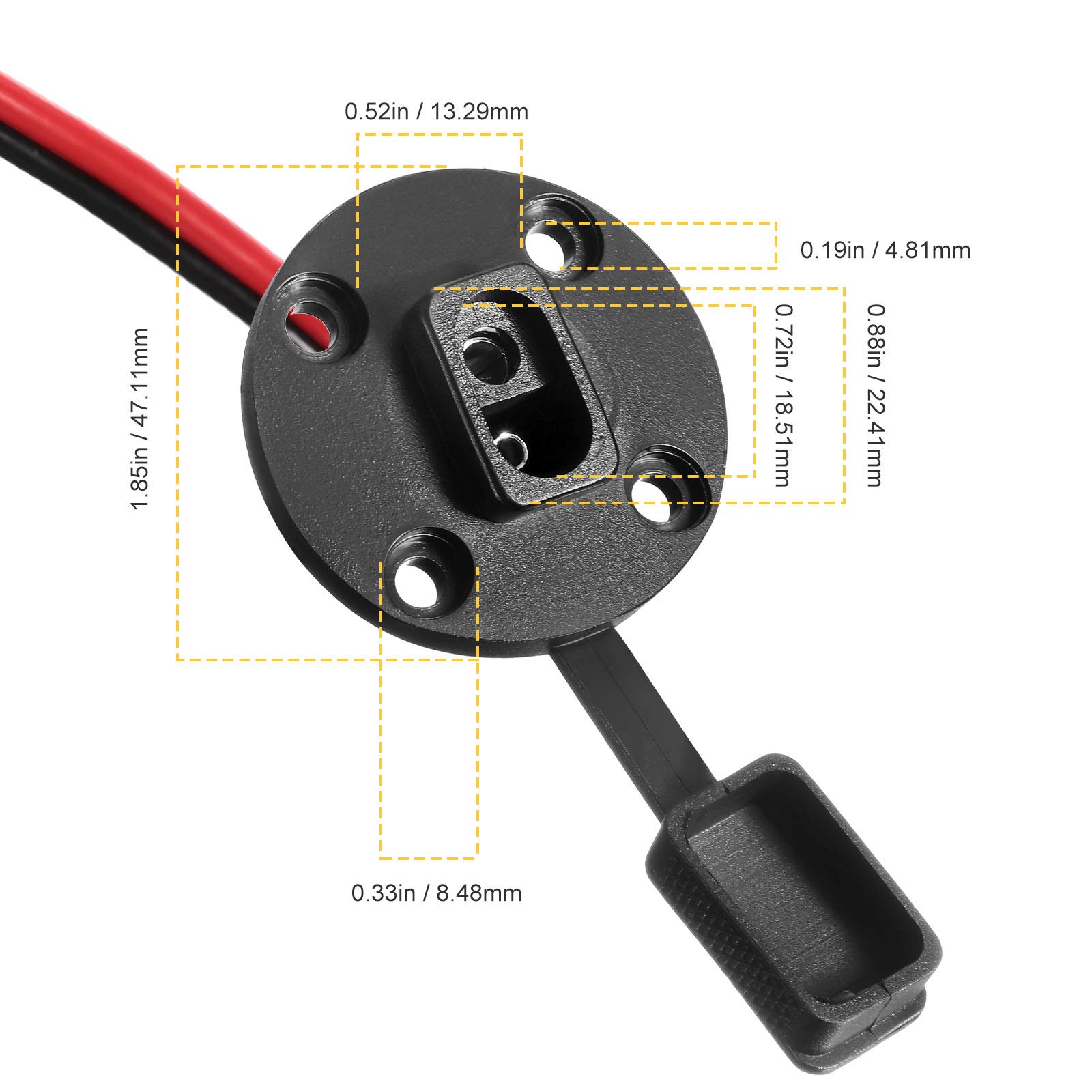 Weewooday 4 Packs Power Socket Sidewall Port Connector Compatible with SAE Weatherproof Quick Connect Panel Flush Mountable Connector 12awg Cable with 16 Screws for Solar Generator Battery Charger