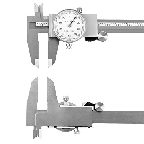 QWORK Digital Caliper,6 Inch Stainless Steel and Shock-Proof Dial Caliper