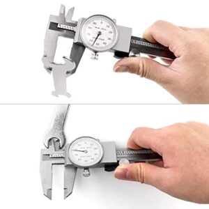 QWORK Digital Caliper,6 Inch Stainless Steel and Shock-Proof Dial Caliper