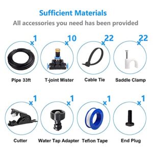 Misters for Outside Patio, 35FT Misting Cooling System, Outdoor Water Mister System for Porch, Umbrella, Deck, Canopy, Fan. Mist Hose Accessories for Backyard, Garden, Greenhouse,Trampoline Sprinkler