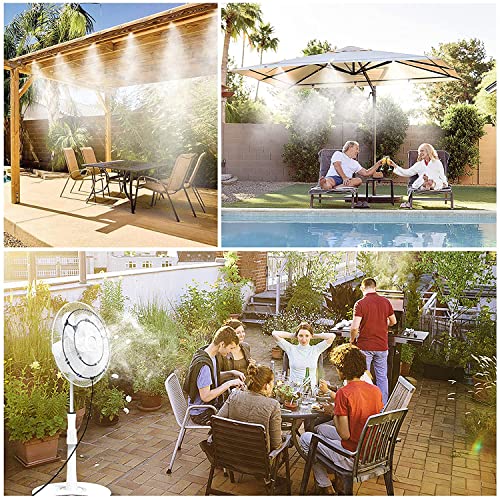 Misters for Outside Patio, 35FT Misting Cooling System, Outdoor Water Mister System for Porch, Umbrella, Deck, Canopy, Fan. Mist Hose Accessories for Backyard, Garden, Greenhouse,Trampoline Sprinkler