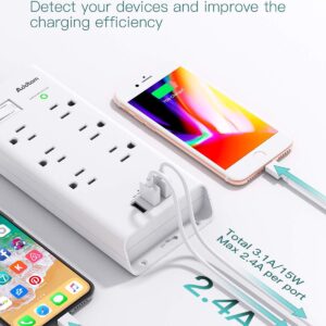 USB Wall Charger, Surge Protector, 5 Outlet Extender with 4 USB Charging Ports (1 USB C Outlet, 4.5A Total) and Power Strip Surge Protector, Addtam 6 Outlets and 3 USB Ports 5Ft Long Extension Cord