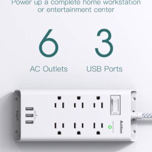 USB Wall Charger, Surge Protector, 5 Outlet Extender with 4 USB Charging Ports (1 USB C Outlet, 4.5A Total) and Power Strip Surge Protector, Addtam 6 Outlets and 3 USB Ports 5Ft Long Extension Cord