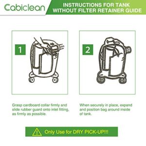 Cabiclean 10 Pack VF2005 Disposable Collection Filter Bags Compatible with Shop-Vac 9066200 10-14 Gallon Type F + Type I, Replace Part # 90662 and # 90672, White