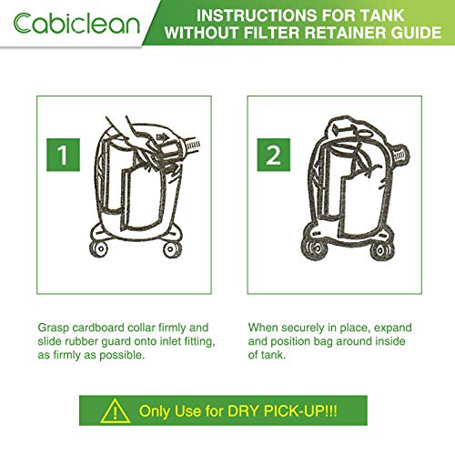 Cabiclean 10 Pack VF2005 Disposable Collection Filter Bags Compatible with Shop-Vac 9066200 10-14 Gallon Type F + Type I, Replace Part # 90662 and # 90672, White