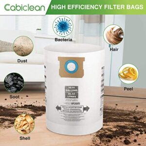 Cabiclean 10 Pack VF2005 Disposable Collection Filter Bags Compatible with Shop-Vac 9066200 10-14 Gallon Type F + Type I, Replace Part # 90662 and # 90672, White
