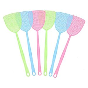 chelory fly swatter, 6 pack plastic manual fly swat set heavy duty with long strong handle fly swatters assorted colors multi pack