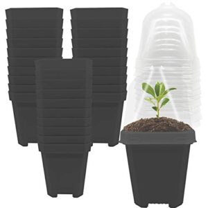 ebaokuup 30pcs plant nursery pots with humidity dome, small plastic square flower pot planting container, plastic gardening pot