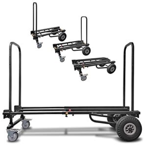 axcessables heavy duty folding equipment dolly cart with wheels | 700lb capacity | dj equipment cart | moving hand truck dolly | telescoping frame to 4.6ft.| production multicart | fully assembled