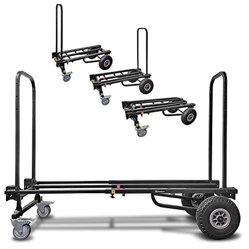 AxcessAbles Heavy Duty Folding Equipment Dolly Cart with Wheels | 700lb Capacity | DJ Equipment Cart | Moving Hand Truck Dolly | Telescoping Frame to 4.6ft.| Production Multicart | Fully Assembled